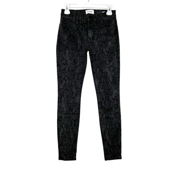Frame Le Skinny De Jeanne Jeans Womens Size 27 Python Snake Print - Picture 1 of 9